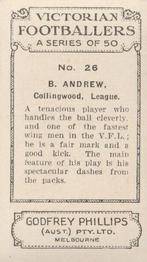 1933 Godfrey Phillips Victorian Footballers (A Series of 50) #26 Bruce Andrew Back